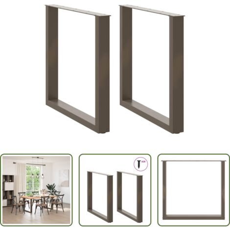 Soporte para mesa -  Patas para mesa de comedor en forma de U (2 unidades, acero natural, 80 x 72-73 cm)