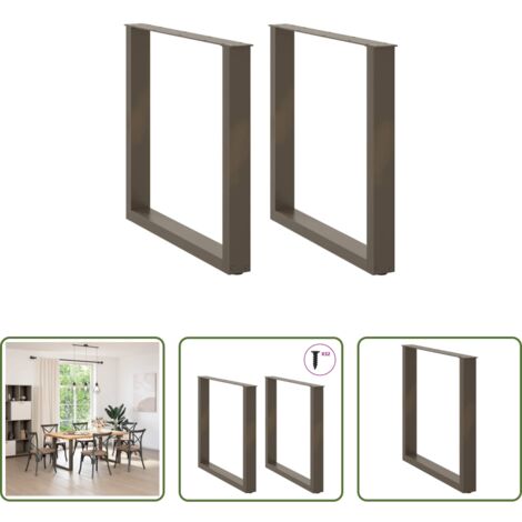 Soporte para mesa -  Patas para mesa de comedor en forma de U (2 unidades, acero natural, 90 x 72-73 cm)