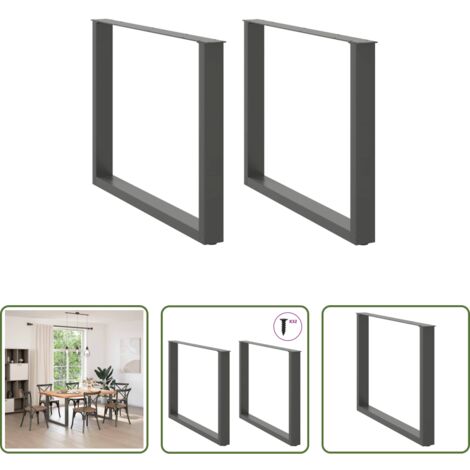 Soporte para mesa -  Patas para mesa de comedor en forma de U (2 unidades), antracita, 100 x (72-73) cm, acero