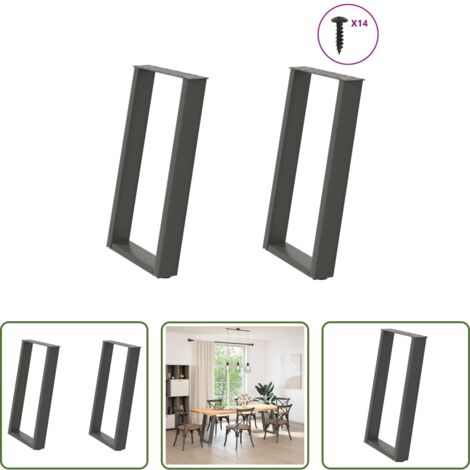 Soporte para mesa -  Patas para mesa de comedor en forma de U (2 unidades), antracita, 50 x (72-73) cm, acero