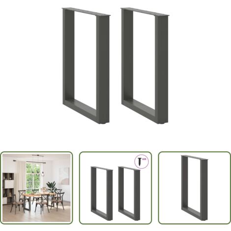 Soporte para mesa -  Patas para mesa de comedor en forma de U (2 unidades), antracita, 70 x (72-73) cm, acero