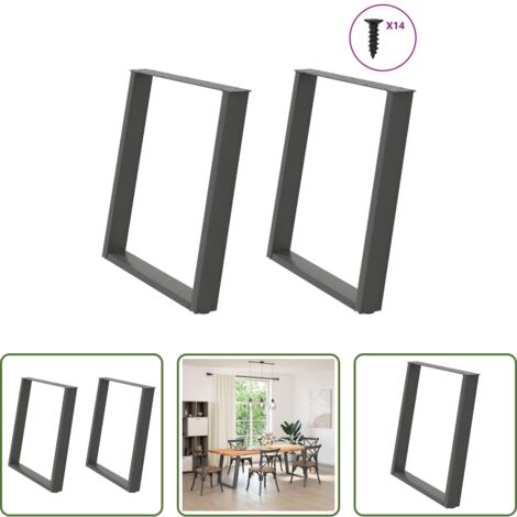 Soporte para mesa -  Patas para mesa de comedor en forma de U (2 unidades), antracita, 70 x (72-73) cm, acero