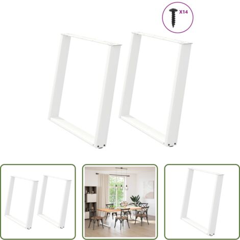 Soporte para mesa -  Patas para mesa de comedor en forma de U (2 unidades), color blanco, 90 x (72-73) cm, acero
