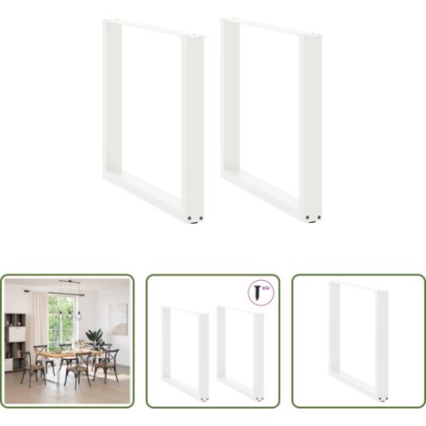 Soporte para mesa -  Patas para mesa de comedor en forma de U (2 unidades), color blanco, 90 x (72-73) cm, acero