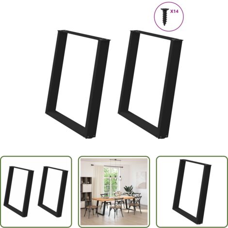 Soporte para mesa -  Patas para mesa de comedor en forma de U (2 unidades), color negro, 70 x (72-73) cm, acero