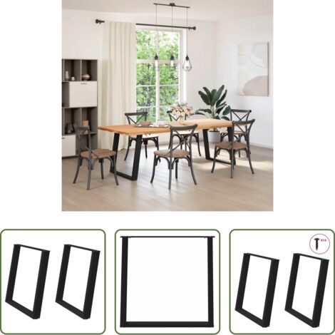 Soporte para mesa -  Patas para mesa de comedor en forma de U (2 unidades), color negro, 80 x (72-73) cm, acero