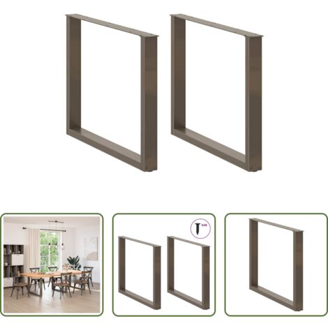 Soporte para mesa -  Patas para mesa de comedor en forma de U (3 unidades, acero natural, 100 x 72-73 cm)