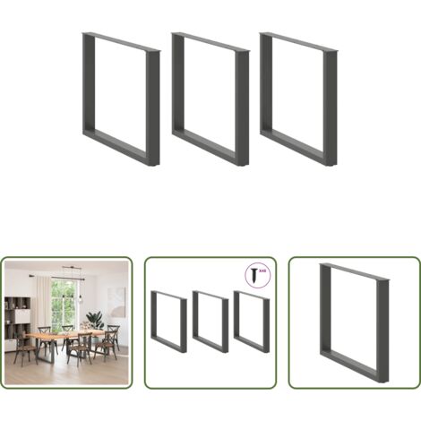Soporte para mesa -  Patas para mesa de comedor en forma de U (3 unidades), antracita, 100 x (72-73) cm, acero