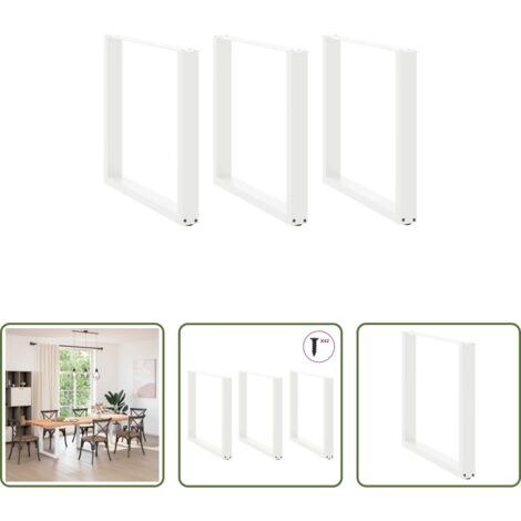 Soporte para mesa -  Patas para mesa de comedor en forma de U (3 unidades), color blanco, 80 x (72-73) cm, acero