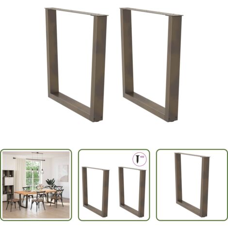 Soporte para mesa -  Patas para mesa de comedor en forma de V (2 unidades, acero natural, 90 x 72-73,3 cm)