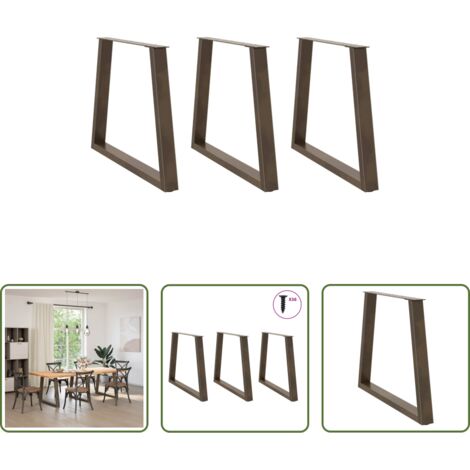 Soporte para mesa -  Patas para mesa de comedor en forma de V (3 unidades, acero natural, 70 x 72-73,3 cm)