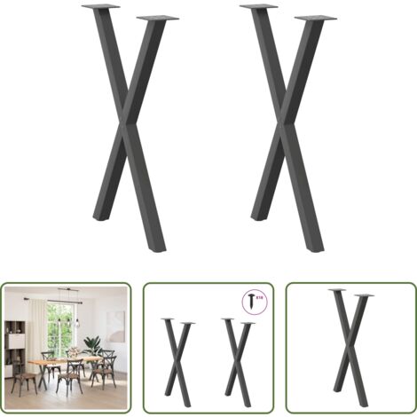 Soporte para mesa -  Patas para mesa de comedor en forma de X (2 unidades), antracita, 57 x (72-73) cm, acero