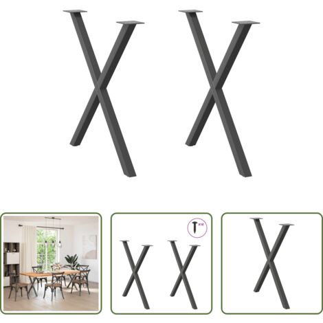 Soporte para mesa -  Patas para mesa de comedor en forma de X (2 unidades), antracita, 80 x (72-73) cm, acero