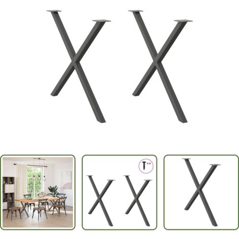 Soporte para mesa -  Patas para mesa de comedor en forma de X (2 unidades), antracita, 90 x (72-73) cm, acero