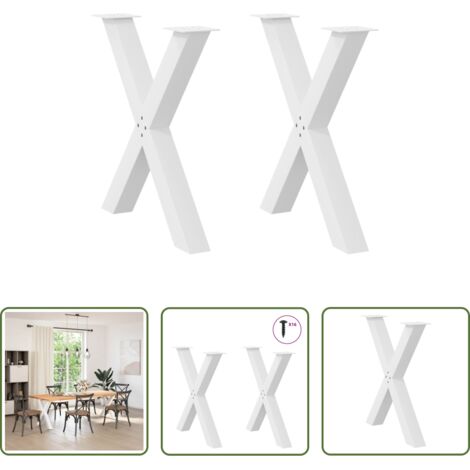 Soporte para mesa - Patas para mesa de comedor en forma de X (2 unidades), color blanco, 80 x (72-73) cm, acero