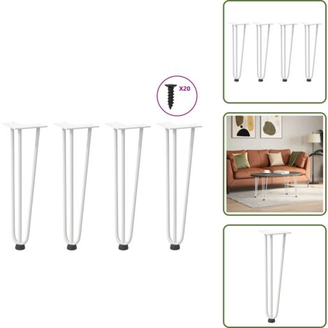 Soporte para mesa - vidaXL Patas de horquilla para mesa de centro (4 unidades), color blanco, 42 cm, acero macizo - Niveladores para mesa