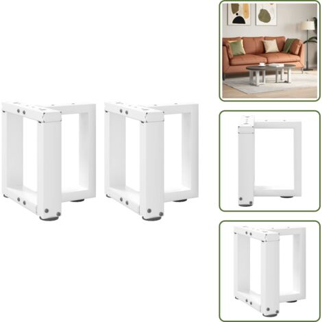 Soporte para mesa - vidaXL Patas para mesa de centro en forma de T (2 unidades), color blanco, 30 x 25 x (30-31) cm, acero - Niveladores para mesa