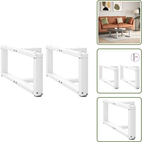 Soporte para mesa - vidaXL Patas para mesa de centro en forma de T (2 unidades), color blanco, 70 x 25 x (30-31) cm, acero - Niveladores ajustables