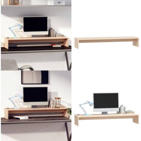 Soporte para monitor madera maciza de pino 100x27x15 cm - Soporte de madera - Soporte de escritorio