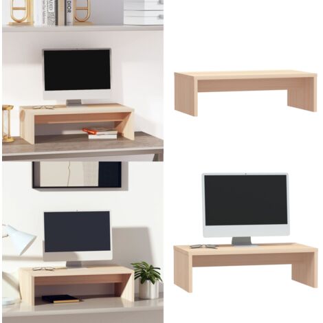 Soporte para monitor madera maciza de pino 50x27x15 cm - Soporte de madera - Monitor elevado