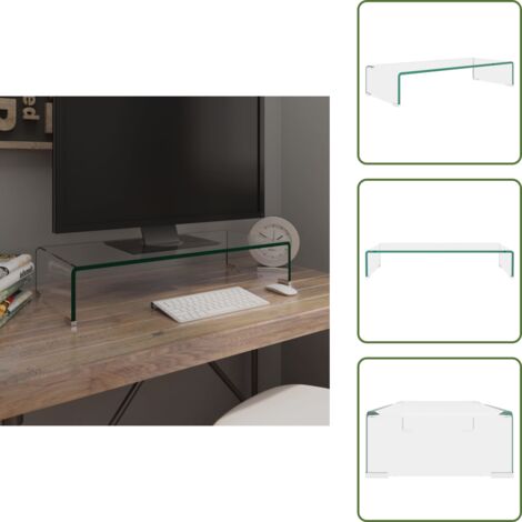 Soporte para monitor - vidaXL Soporte para TV/Elevador monitor cristal claro 70x30x13 cm - Soporte para televisión