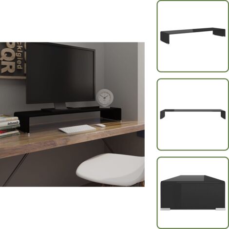 Soporte para monitor - vidaXL Soporte para TV/Elevador monitor cristal negro 100x30x13 cm - Soporte para televisión