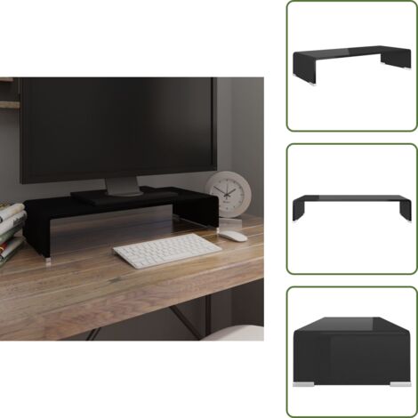Soporte para monitor - vidaXL Soporte para TV/Elevador monitor cristal negro 60x25x11 cm - Soporte para tv cristal