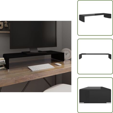 Soporte para monitor - vidaXL Soporte para TV/Elevador monitor cristal negro 80x30x13 cm - Soporte para tv cristal
