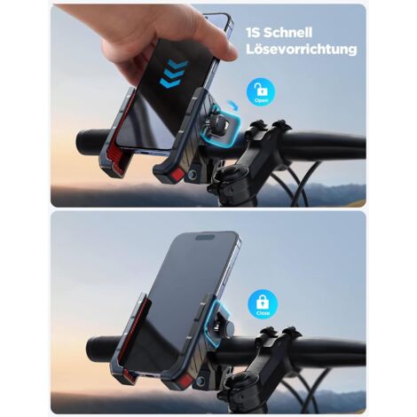 Soporte para móvil apto para bicicleta, motocicleta, 【Amortiguador antivibración】【Liberación rápida en 1 segundo】, soporte universal para teléfono para manillar y también apto para iPhone 17/16/15, Sa