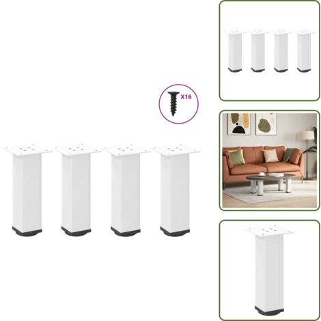 Soporte para muebles - vidaXL Patas para mesa de centro (4 unidades), color blanco, 42-44 cm, acero - Niveladores para mesa