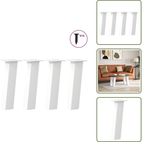 Soporte para muebles - vidaXL Patas para mesa de centro (4 unidades), color blanco, 42 cm, acero - Patas para centro de mesa