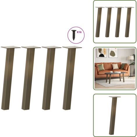 Soporte para muebles - vidaXL Patas para mesa de centro 4 unidades de acero natural, 42 cm, acero - Patas para muebles