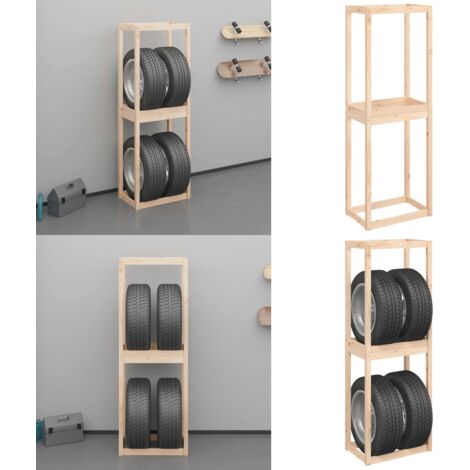 Soporte para neumáticos madera maciza de pino 63x40x180 cm - Estante de neumáticos - Almacenamiento de neumáticos