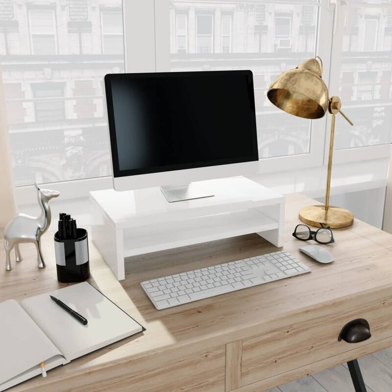 

Soporte para pantalla aglomerado blanco brillante 42x24x13 cm