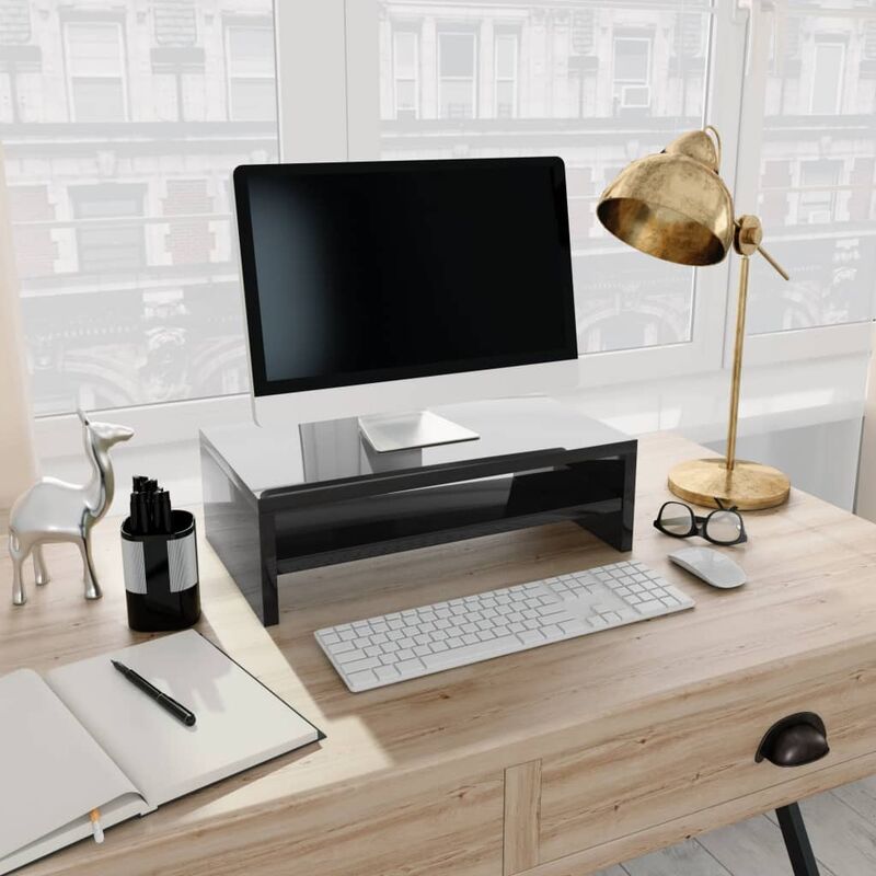 

Soporte para pantalla de aglomerado negro brillante 42x24x13 cm - Negro