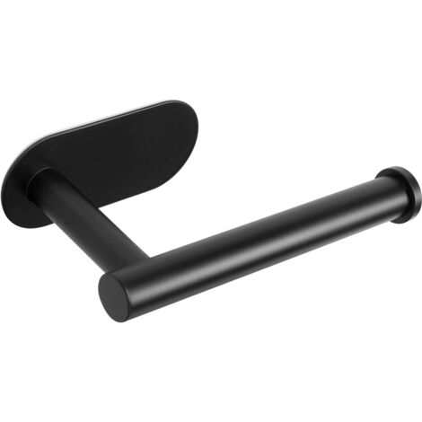 Soporte para papel higiénico autoadhesivo, de acero inoxidable SUS304 grueso de alta calidad, resistente a la corrosión, no requiere perforación, apto para baños, cocinas y aseos (1 unidad, negro mate