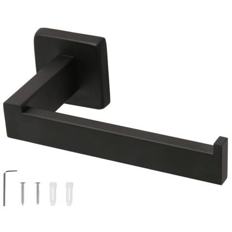Soporte para papel higiénico de alta resistencia fabricado en acero inoxidable SUS 304, compatible con rollos grandes, cuadrado, para baño, cocina y oficina (negro, 6,5)