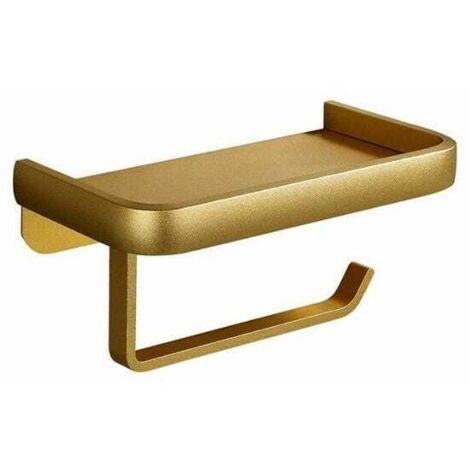 Soporte para papel higiénico de baño, no requiere taladrar, colgador de rollo de papel higiénico de montaje en pared (doble capa y color dorado).