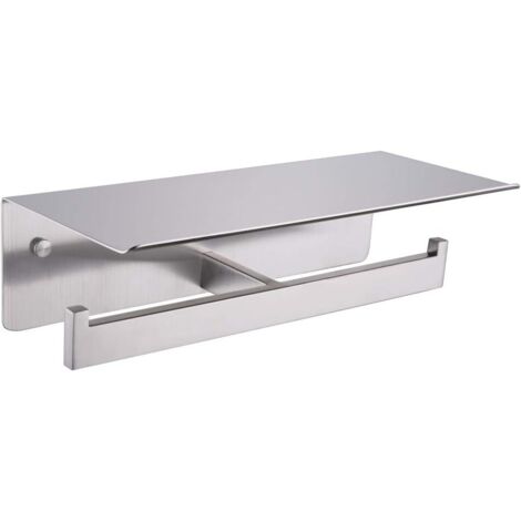 Soporte para papel higiénico de doble rollo con estante, soporte para papel higiénico de acero inoxidable 304 con acabado de níquel cepillado, dispensador de papel higiénico comercial para montaje en