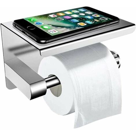 Soporte para papel higiénico de pared Nazalus, de gran venta, con estante, soporte autoadhesivo de acero inoxidable, soporte para papel higiénico con plataforma de almacenamiento para baño y cocina.