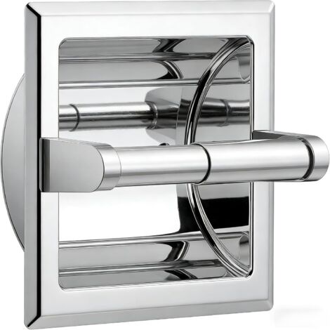 Soporte para papel higiénico integrado, soporte de acero inoxidable duradero, diseño de montaje en pared, ahorra espacio en el baño, con soporte de montaje, inserto dispensador de papel higiénico de m