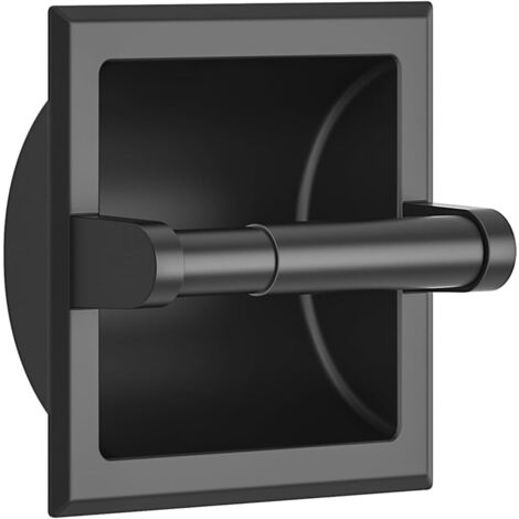 Soporte para papel higiénico integrado, soporte de acero inoxidable duradero, diseño de montaje en pared, ahorra espacio en el baño, viene con soporte de montaje, inserto dispensador de papel higiénic