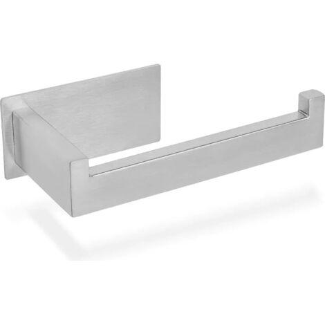 Soporte para papel higiénico, no requiere taladrar, autoadhesivo, de acero inoxidable con superficie cepillada.