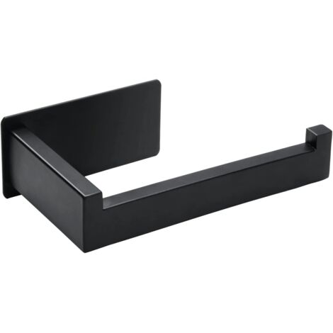 Soporte para papel higiénico, soporte para papel higiénico sin taladrar, soporte de acero inoxidable para rollo de papel para baño y cocina (negro)