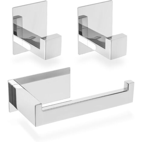 soporte para papel higiénico y 2 ganchos adhesivos - Soporte para papel higiénico - Accesorios de baño