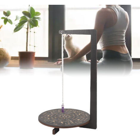 Soporte para péndulo con base de cristal – Bandeja decorativa para cristales y péndulos de madera maciza, 22 x 31,6 cm, con bandeja y colgante – Decoración para meditación y salón.