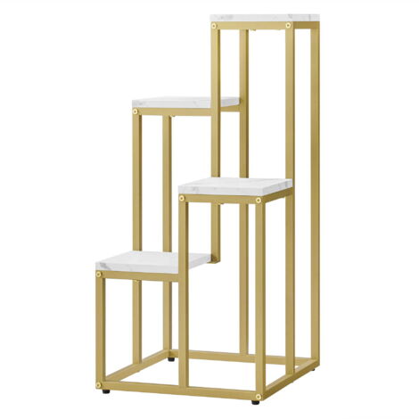Soporte para plantas de 4 estantes - patas de mármol/doradas