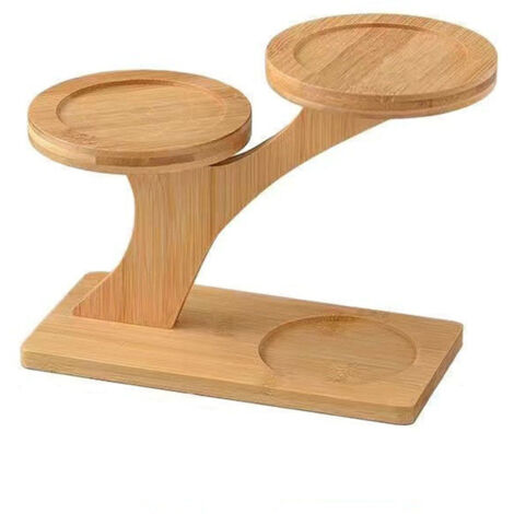 Soporte para plantas de bambú y madera para macetas de cactus y suculentas – Estante decorativo natural hecho de madera de bambú resistente, dimensiones: 31 x 11,3 x 7 cm y 18 x 17,2 x 10,7 cm, 1 piez