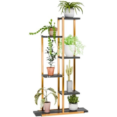 BLUETHY Soporte para plantas de interior, soporte para plantas de varios niveles para plantas de interior, soporte de flores de esquina para sala de estar, estante para plantas artificiales de hierro multicap