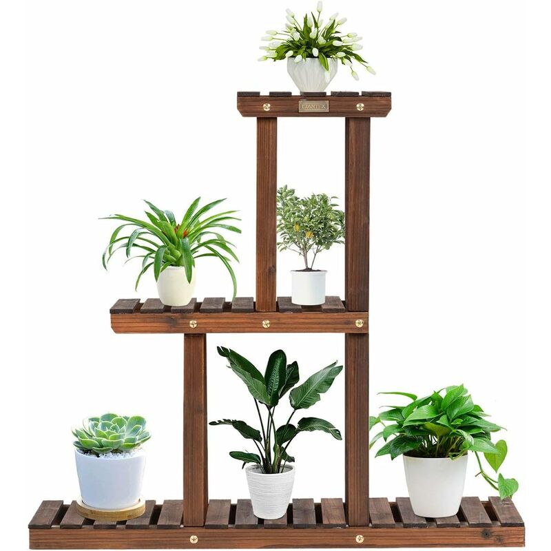 

Soporte para Plantas de Madera de 3 Niveles Eestantería para Flores Estante Escalera de Macetas para Jardín Balcón Interior Exterior